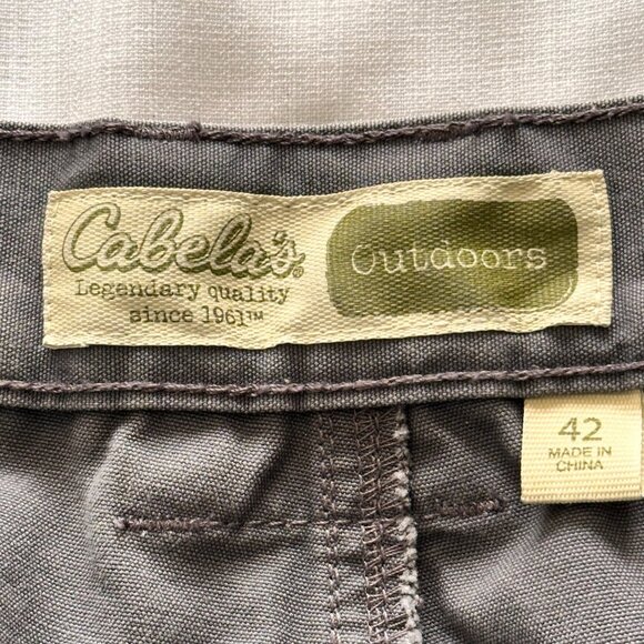 Cabelas Mens Cargo Shorts Khaki & Gray Elastic Waist 6 Pockets Hunting Camping - Picture 10 of 10